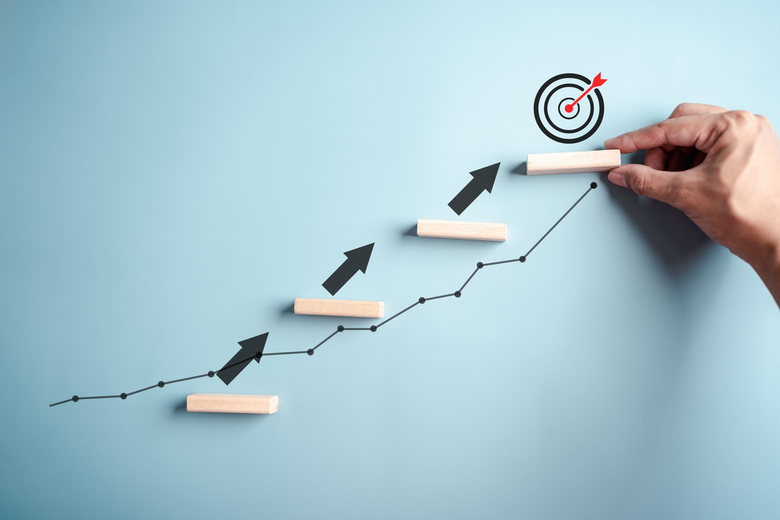 Business,Growth,Success,Achievement,Concept,,Hand,Arranging,Wooden,Block,Stacking